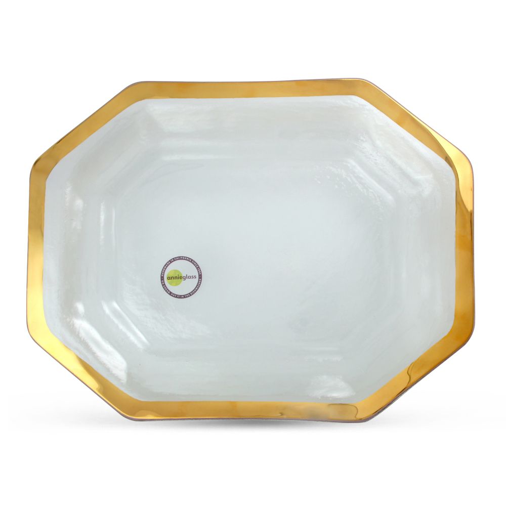 Annieglass Roman Antique Gold Steak Platter