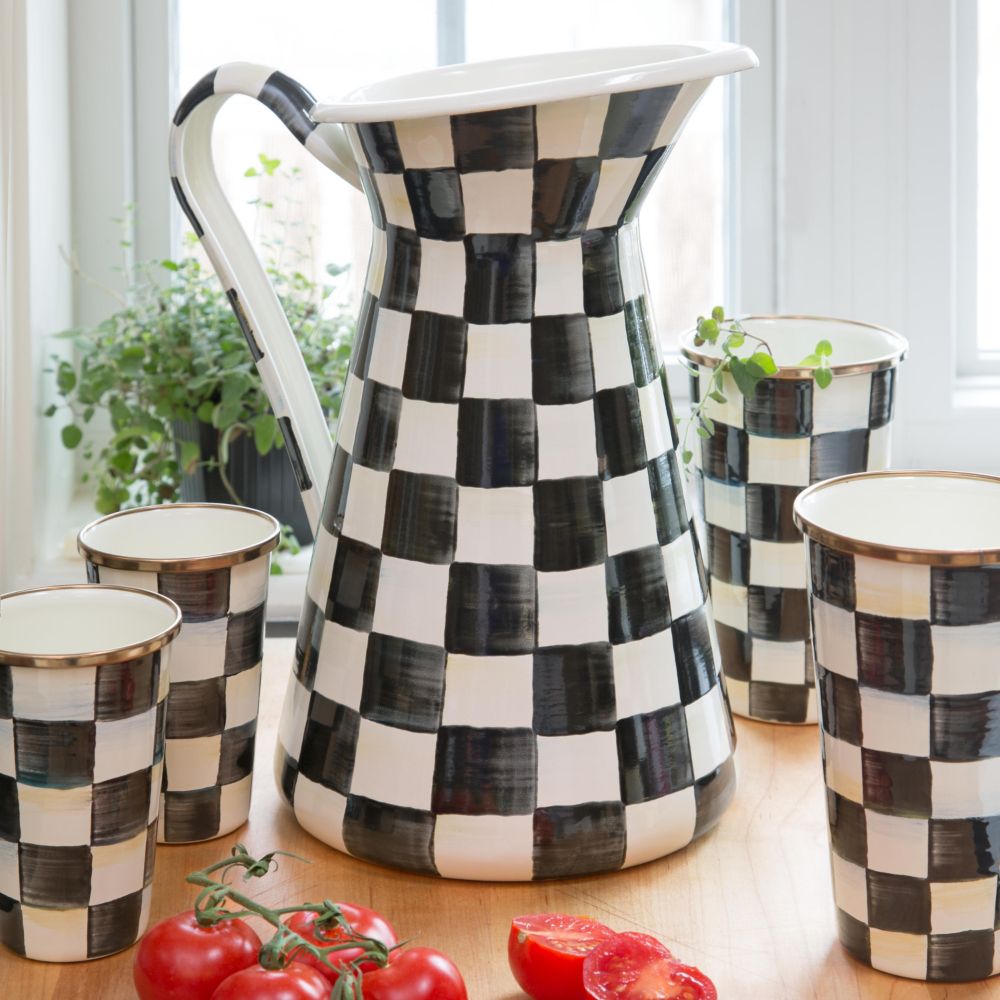 MacKenzie-Childs Courtly Check Enamel Practical Pitcher