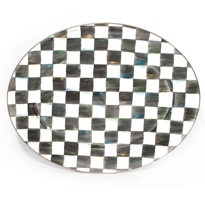 MacKenzie-Childs Courtly Check Large Enamel Oval Platter