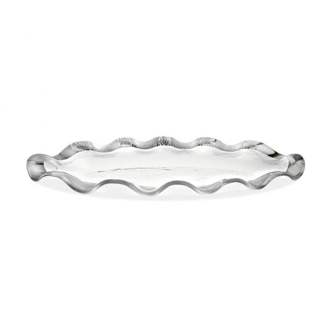 Annieglass Ruffle Platinum Mini Oval Tray, 13"