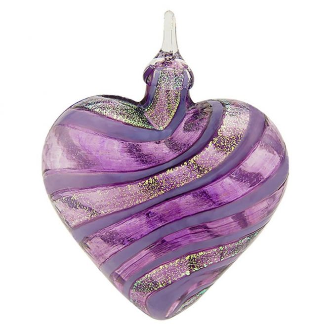 Glass Eye Studio Purple Jasmine Designer Heart Ornament