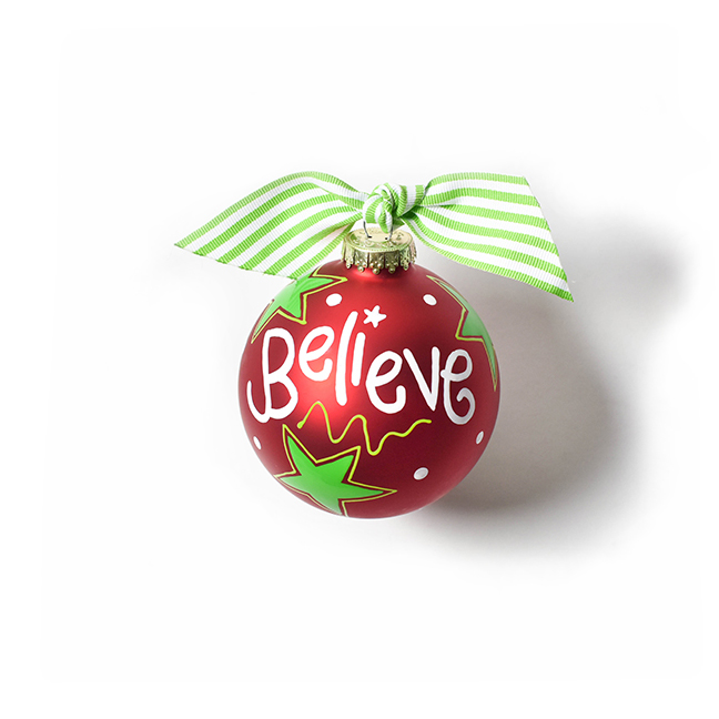 Coton Colors Believe Christmas Glass Ornament