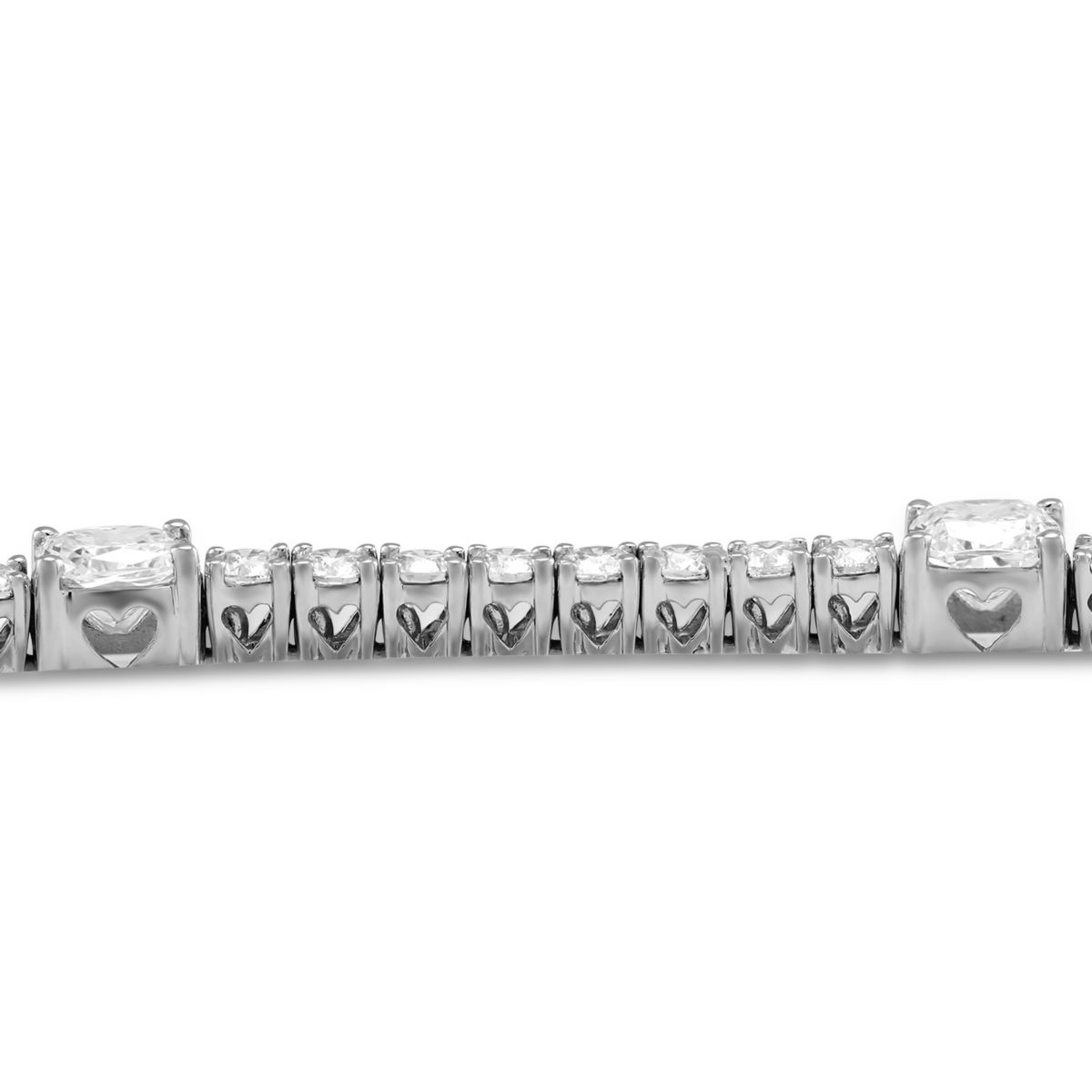 18K White Gold Cushion and Round Diamond Bracelet