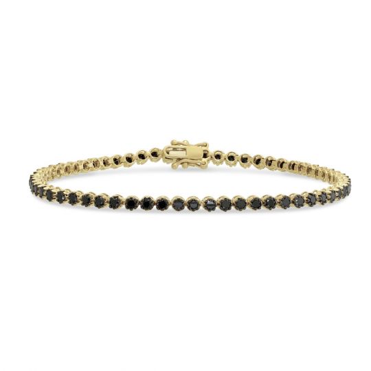 14k Yellow Gold Black Rhodium Diamond Tennis Bracelet 7 25 14k Yellow Gold Black Rhodium Diamond Tennis Bracelet 7 25