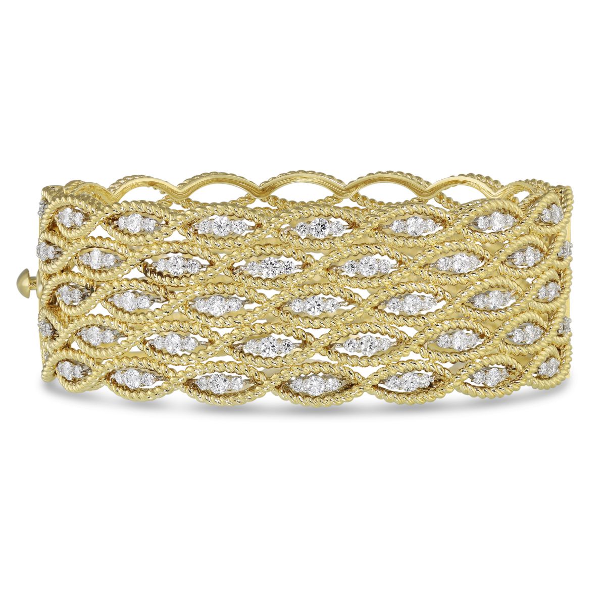 Roberto Coin Roman Barocco 18K Gold and Diamond Open Bangle  JR Dunn  Jewelers