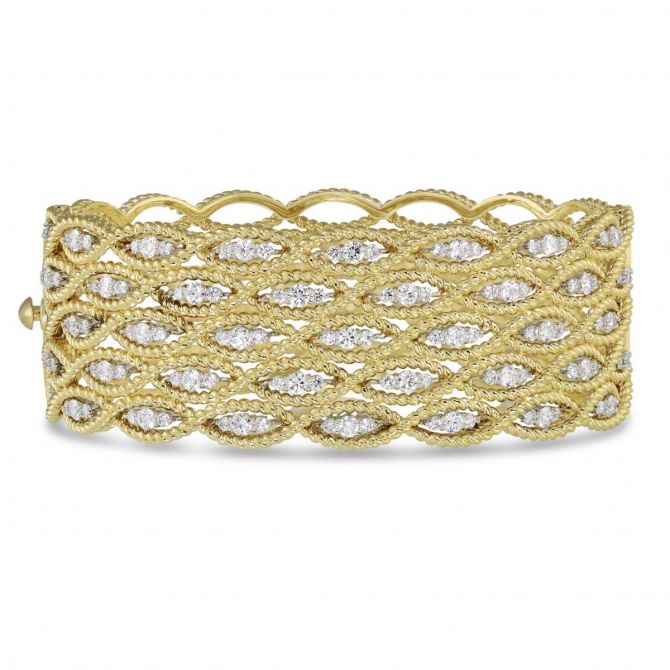 Roberto Coin 18K Yellow Gold Diamond Five Row Barocco Bangle Bracelet   7771098AJBAX  Borsheims