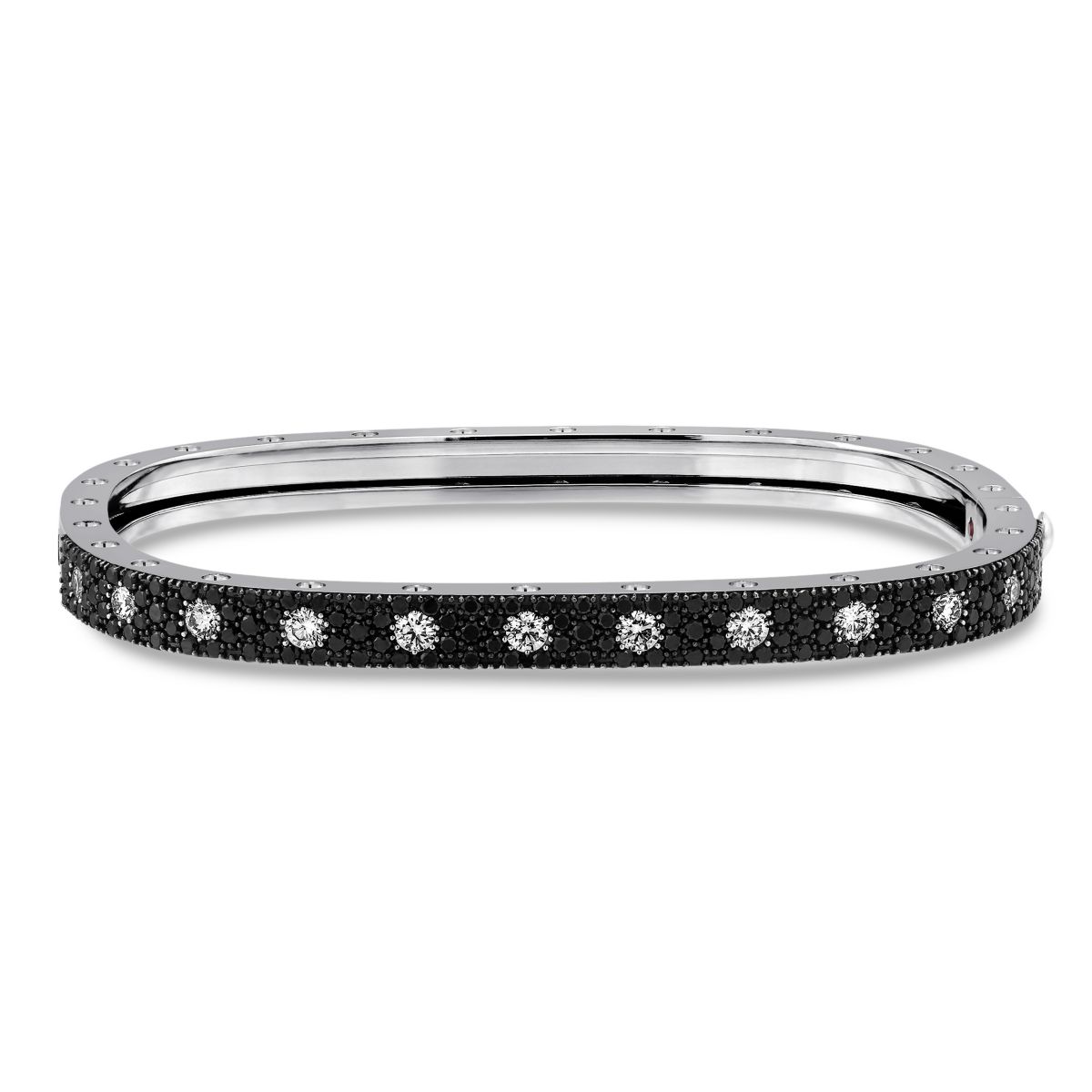 Roberto Coin 18K White Gold Black & White Diamond Pois Moi Bangle Bracelet