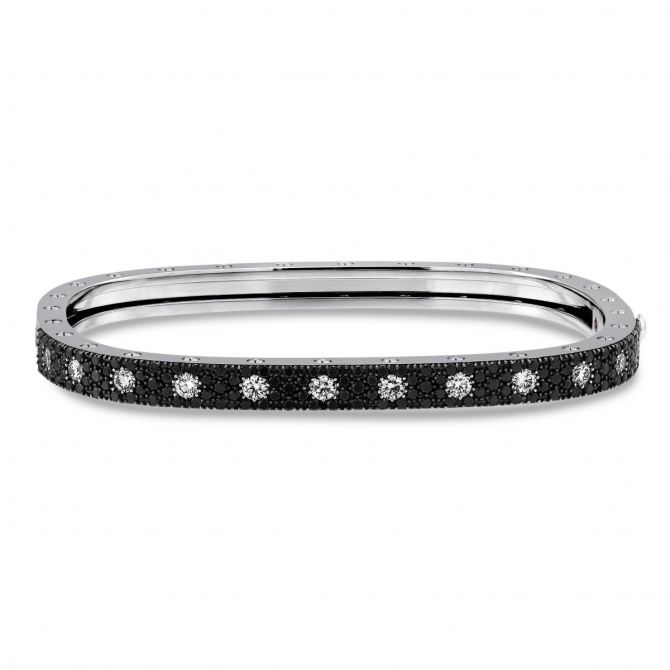 Roberto Coin 18K White Gold Black & White Diamond Pois Moi Bangle Bracelet