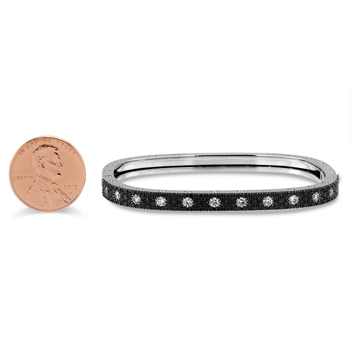 Roberto Coin 18K White Gold Black & White Diamond Pois Moi Bangle Bracelet