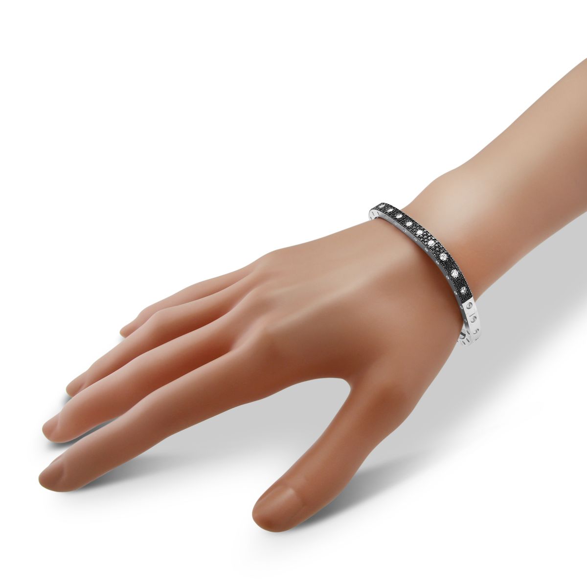 Roberto Coin 18K White Gold Black & White Diamond Pois Moi Bangle Bracelet