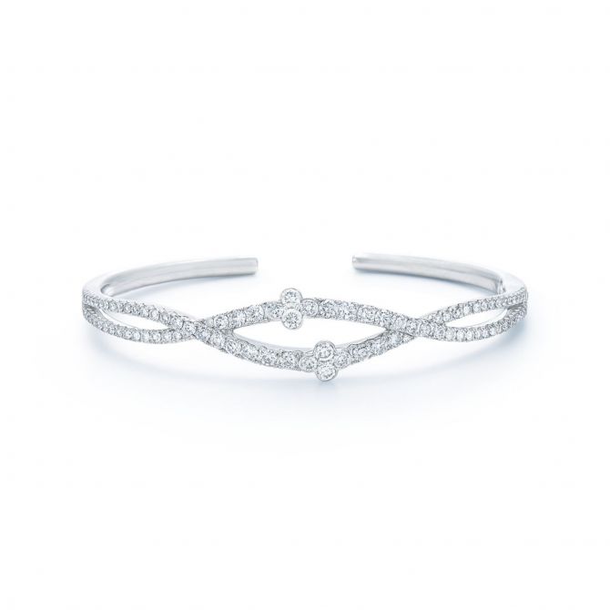 Kwiat 18K White Gold Jasmine Diamond Twist Bangle Bracelet, 2.46cttw