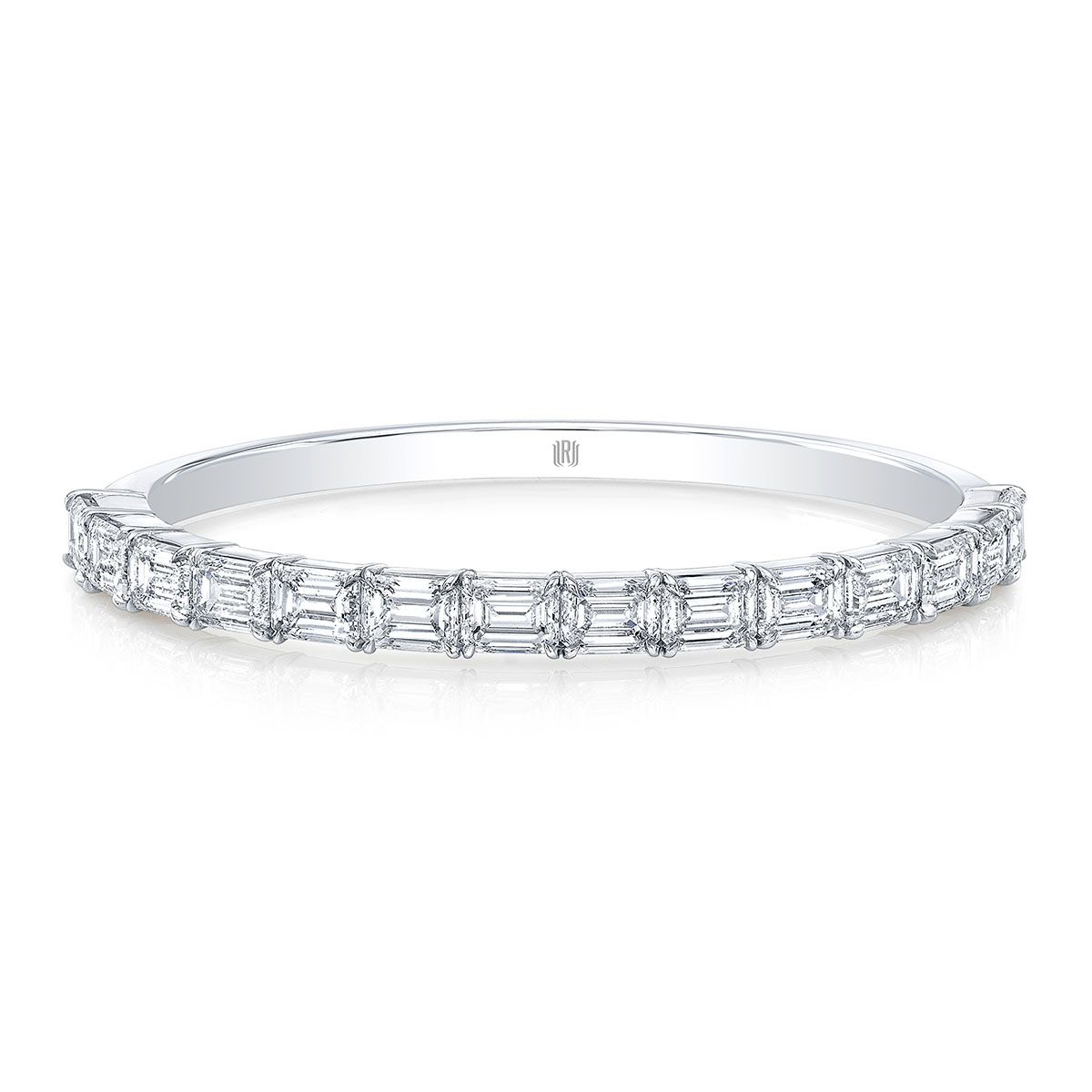 18K White Gold Emerald Cut Diamond Bangle Bracelet | Borsheims