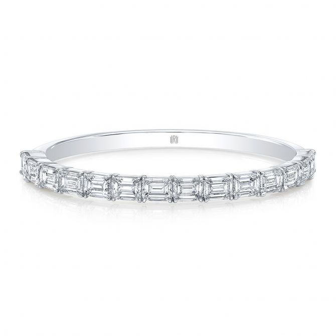 Rahaminov Emerald Cut Diamond Bangle Bracelet in White Gold, 10.59 cttw