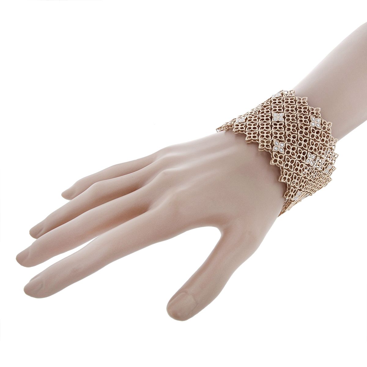Roberto Coin Princess Flower Rose Gold and Diamond Wide Bracelet