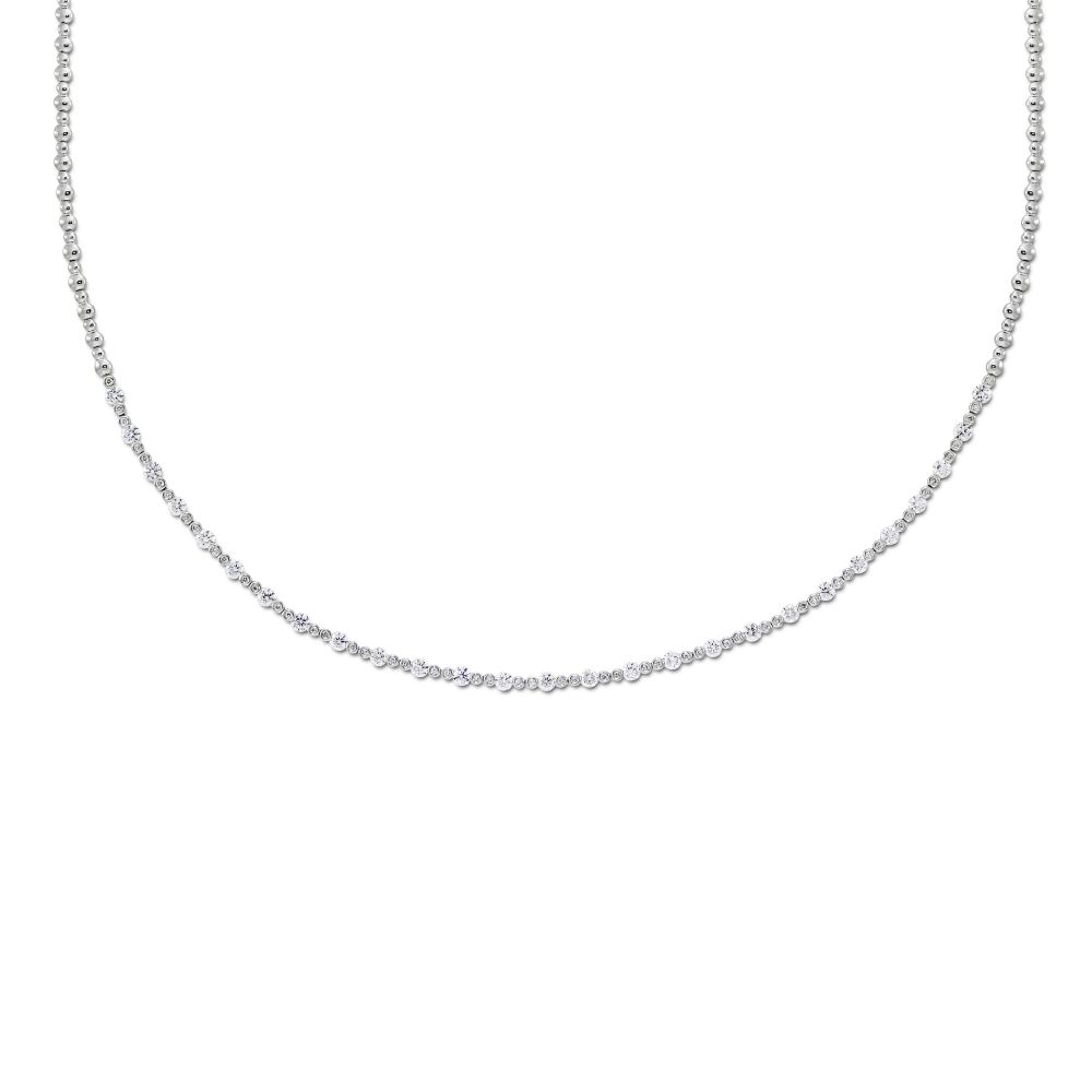 18K White Gold Petite Diamond Necklace, 16.5