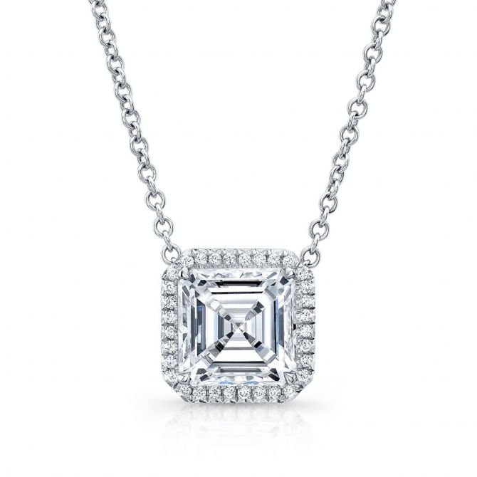 1.09 Carat Asscher Cut Diamond Necklace