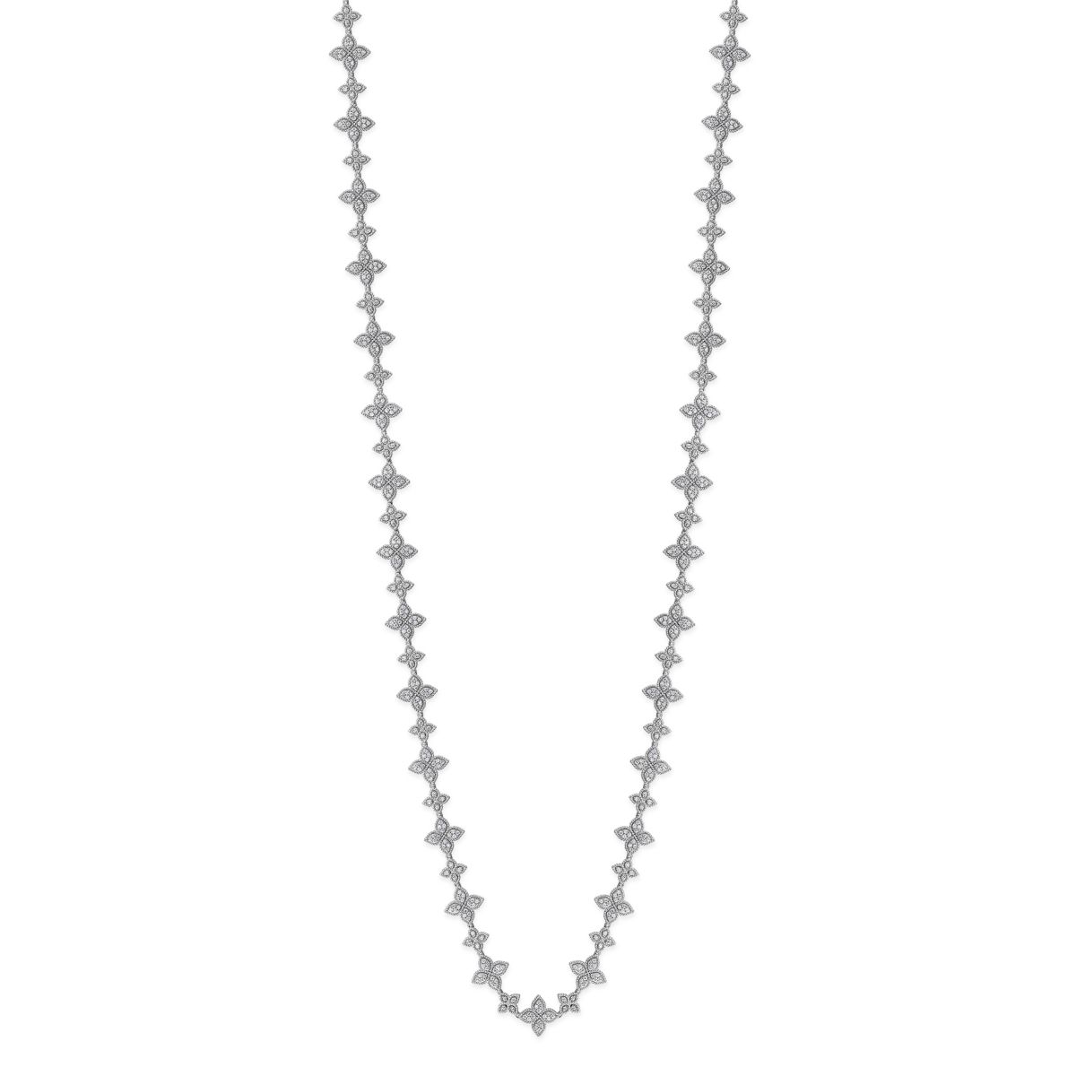 Roberto Coin 18K White Gold Asscher Cut Diamond and Round Diamond Halo Necklace