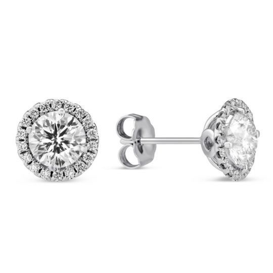 18k White Gold Borsheims Signature Round Diamond Halo Earrings 2 31 18k White Gold Borsheims Signature Round Diamond Halo Earrings 2 31cttw
