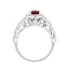 18K White Gold 7 Stone Ruby & Diamond Halo Ring