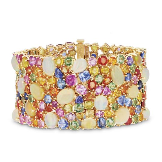 18k Yellow Gold Multicolor Shire Opal Diamond Bracelet 7 25 18k Yellow Gold Multicolor Shire Opal Diamond Bracelet 7 25