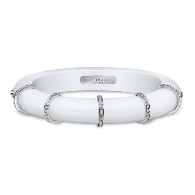 Fred Leighton Prism Winter White Chalcedony Diamond Collar Bangle