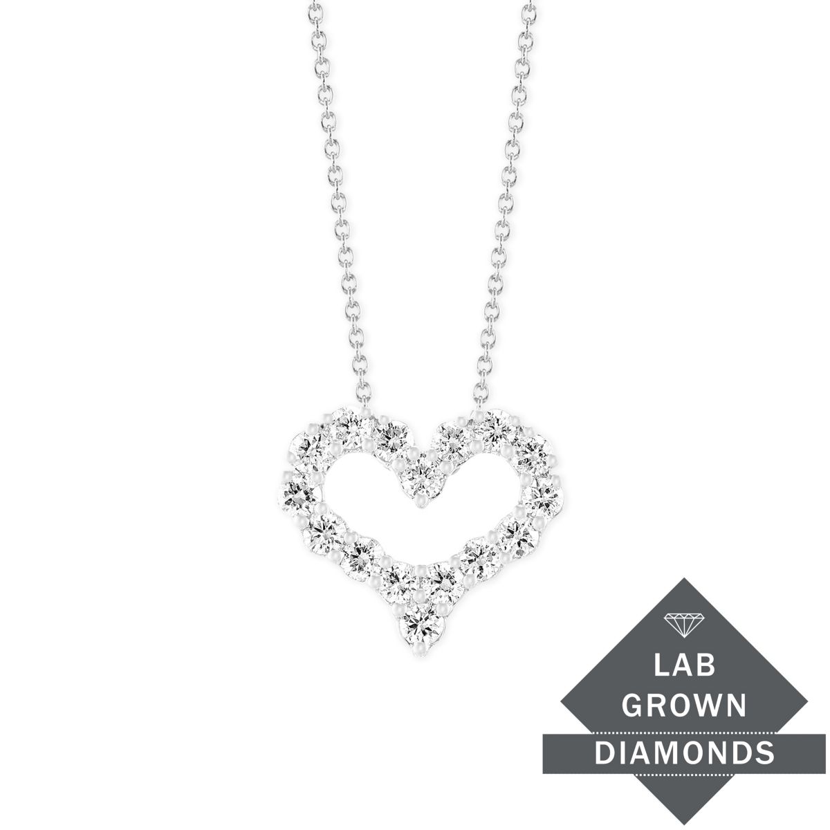 14K White Gold Lab Grown Diamond Heart Pendant, 0.46cttw Borsheims