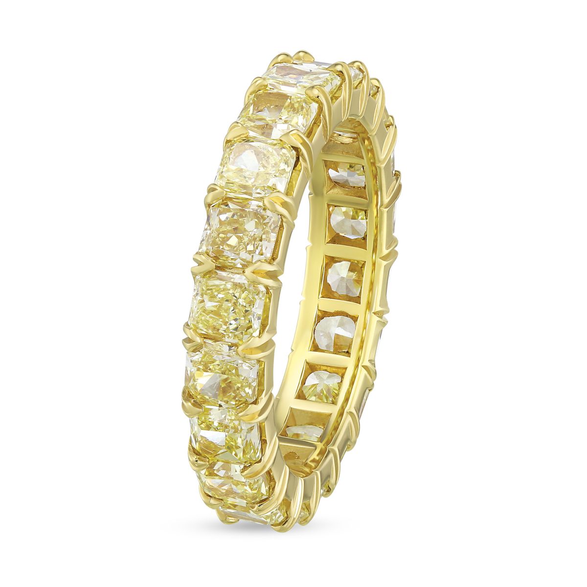 18K Yellow Gold Fancy Yellow Cushion Diamond Eternity Band
