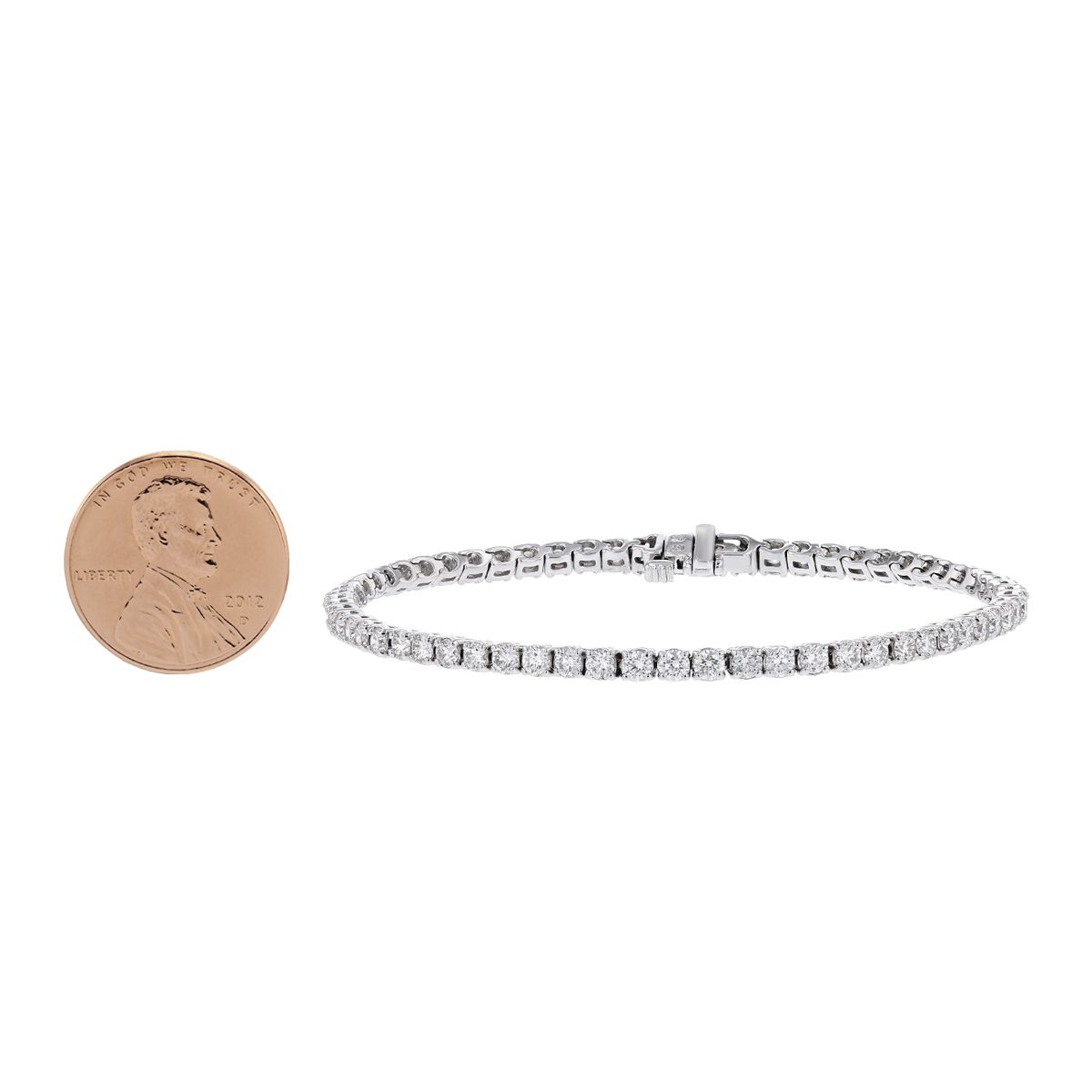 14K White Gold Lab Grown Diamond Prong Set Tennis Bracelet, 3.96 cttw