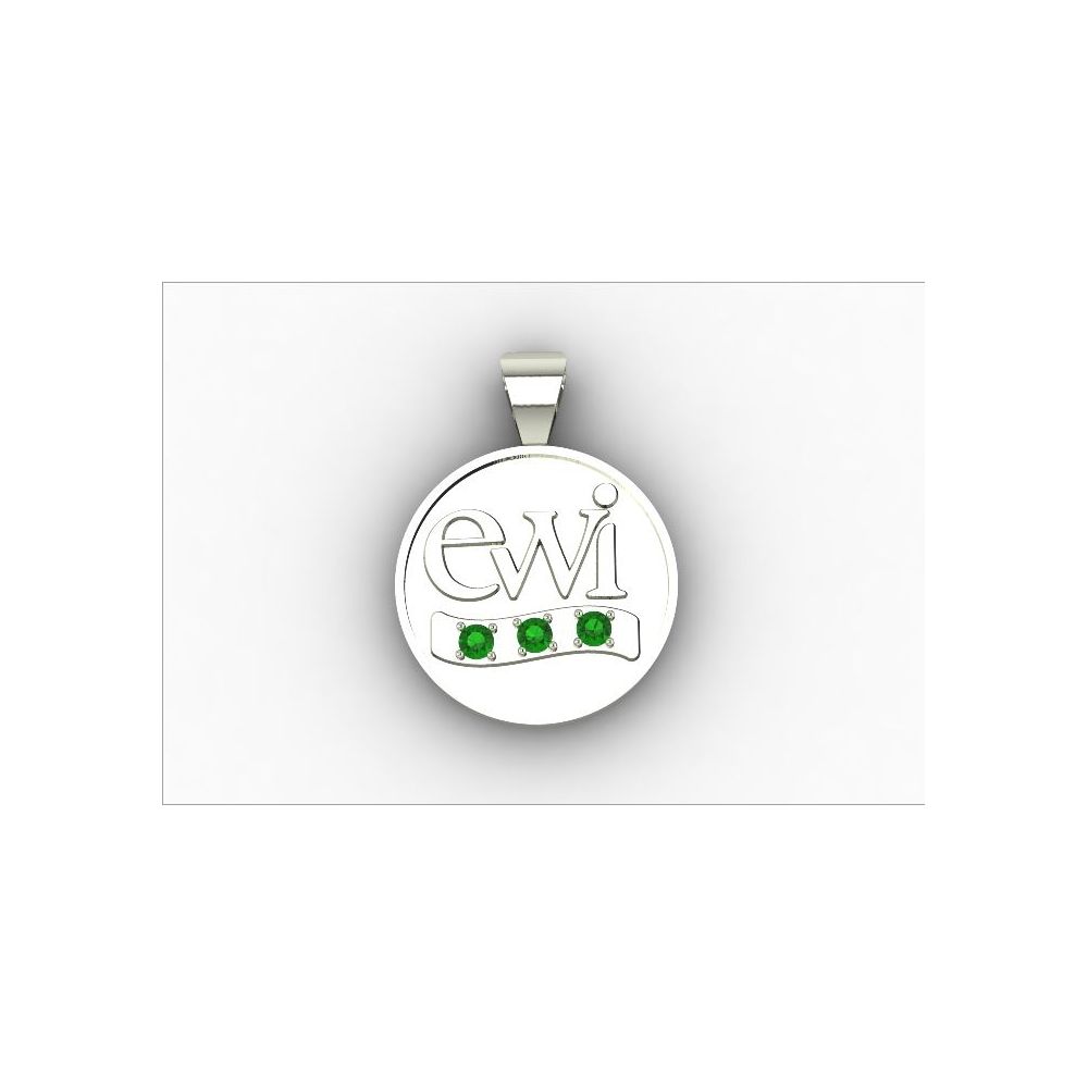 EWI Chapter President Charm 10K White Gold with Tsavorites
