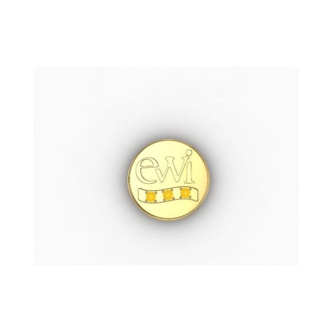 EWI Chapter Board Pin 10K Yellow Gold with Citrines