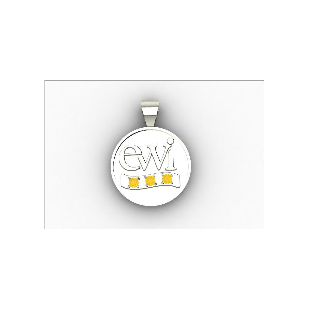 EWI Chapter Board Charm 14K White Gold with Citrines