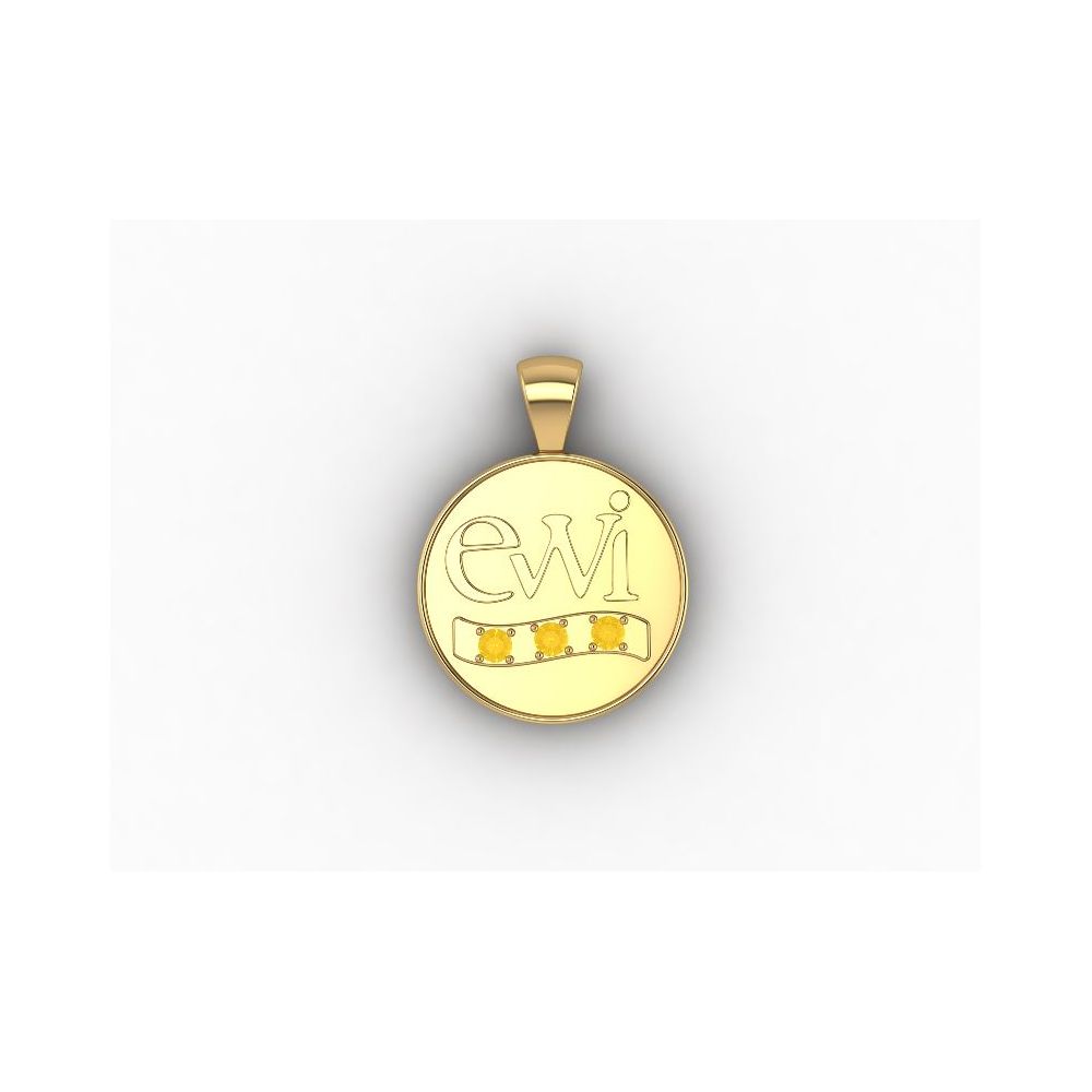 EWI Chapter Board Charm 14K Yellow Gold with Citrines