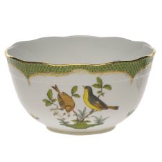 Herend Rothschild Bird Green Border Round Bowl, 7.5"