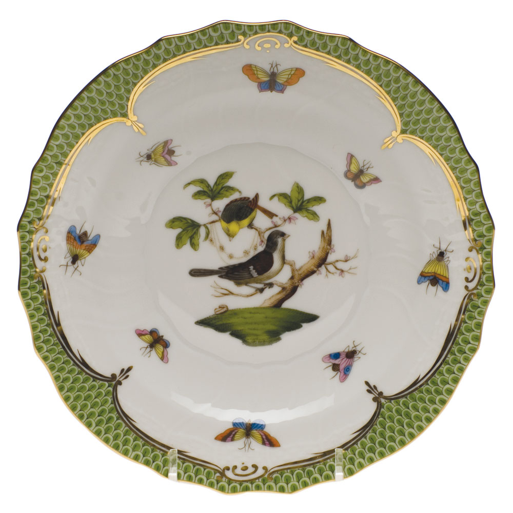 Herend Rothschild Bird Green Border Salad Plate, Motif 1