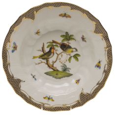 Herend Rothschild Bird Brown Border Rim Soup, Motif 11