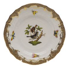 Herend Rothschild Bird Brown Border Bread & Butter Plate, Motif 4