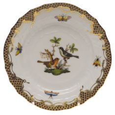 Herend Rothschild Bird Brown Border Bread & Butter Plate, Motif 5