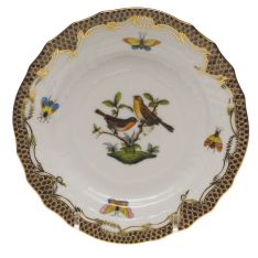 Herend Rothschild Bird Brown Border Bread & Butter Plate, Motif 9