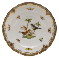 Herend Rothschild Bird Brown Border Salad Plate, Motif 5
