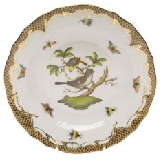 Herend Rothschild Bird Brown Border Dessert Plate, Motif 1
