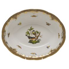 Herend Rothschild Bird Brown Border Oval Vegetable Dish