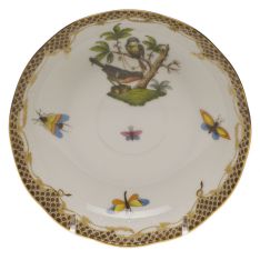 Herend Rothschild Bird Brown Border Mocha Saucer