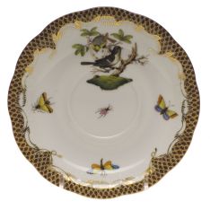 Herend Rothschild Bird Brown Border Tea Saucer, Motif 1