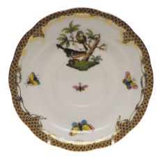 Herend Rothschild Bird Brown Border Tea Saucer, Motif 2