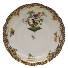 Herend Rothschild Bird Brown Border Tea Saucer, Motif 3