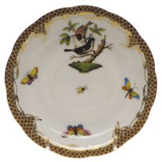 Herend Rothschild Bird Brown Border Tea Saucer, Motif 4