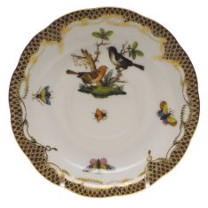 Herend Rothschild Bird Brown Border Tea Saucer, Motif 5