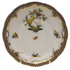 Herend Rothschild Bird Brown Border Tea Saucer, Motif 6