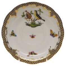 Herend Rothschild Bird Brown Border Tea Saucer, Motif 7