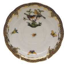 Herend Rothschild Bird Brown Border Tea Saucer, Motif 9